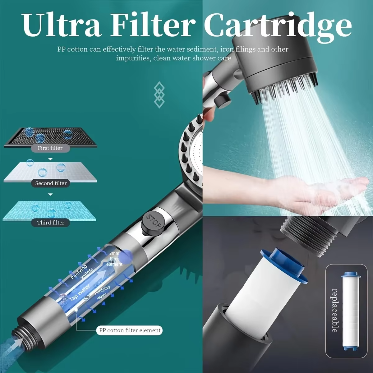 3 Modes Shower Head